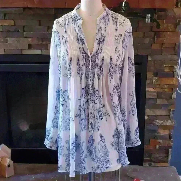 Printed sheer woven top - Picture 1 of 4